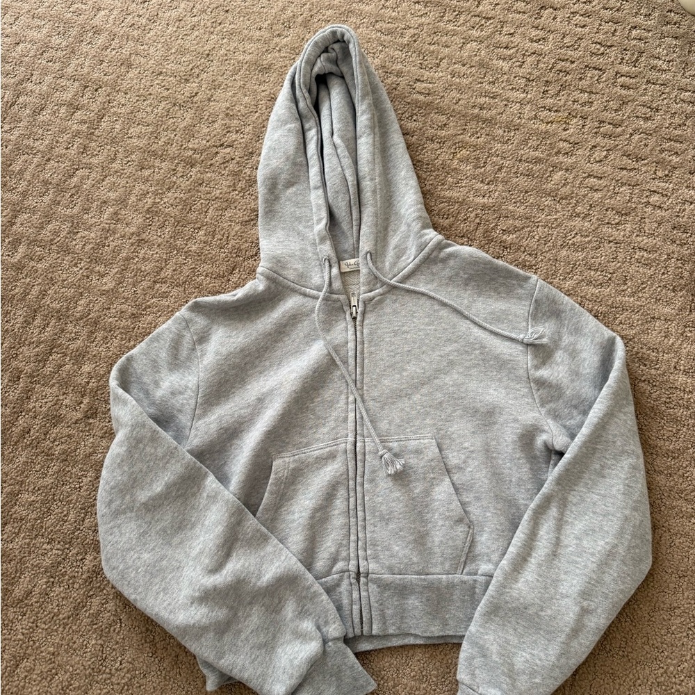 John Galt Gray Cropped Hoodie
